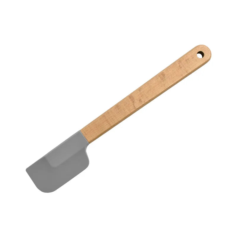 Premium 2-Piece White Silicone Spatula Set with Wooden Handle - Non-Stick Baking Tool for Perfect Cakes, Pastries, and Chocolate Mixing