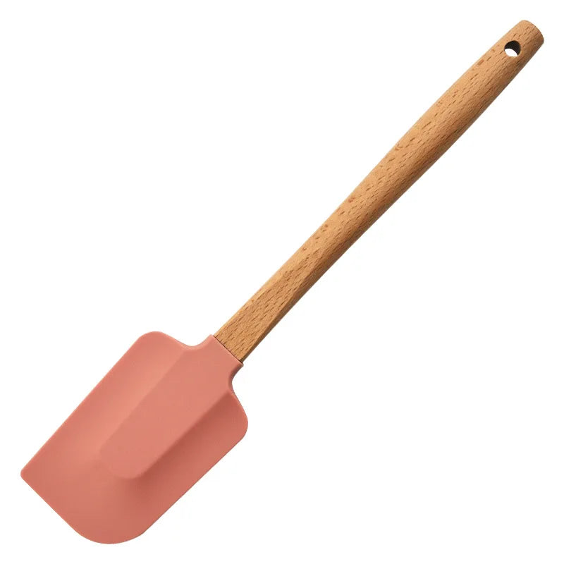 Premium 2-Piece White Silicone Spatula Set with Wooden Handle - Non-Stick Baking Tool for Perfect Cakes, Pastries, and Chocolate Mixing