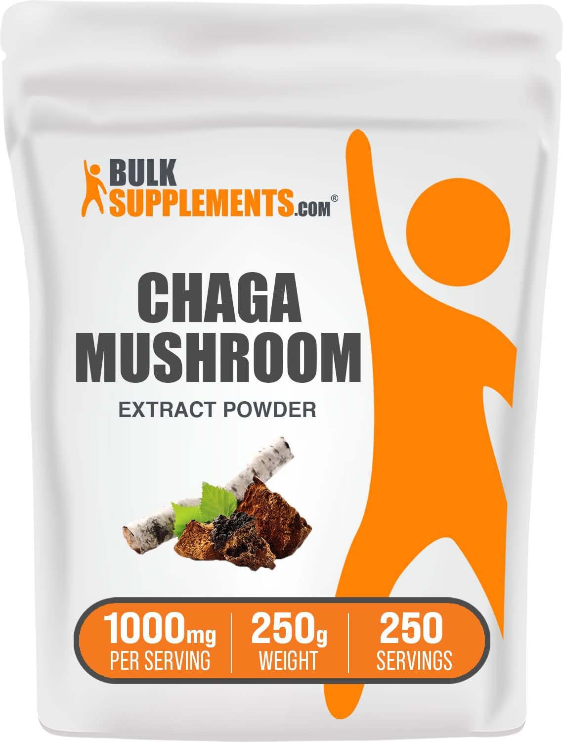Bulksupplements.Com Chaga Mushroom Extract Powder - Chaga Extract, Chaga Mushrooms Powder - for Immune Support, Gluten Free - 1000Mg per Serving, 250G (8.8 Oz) (Pack of 1)