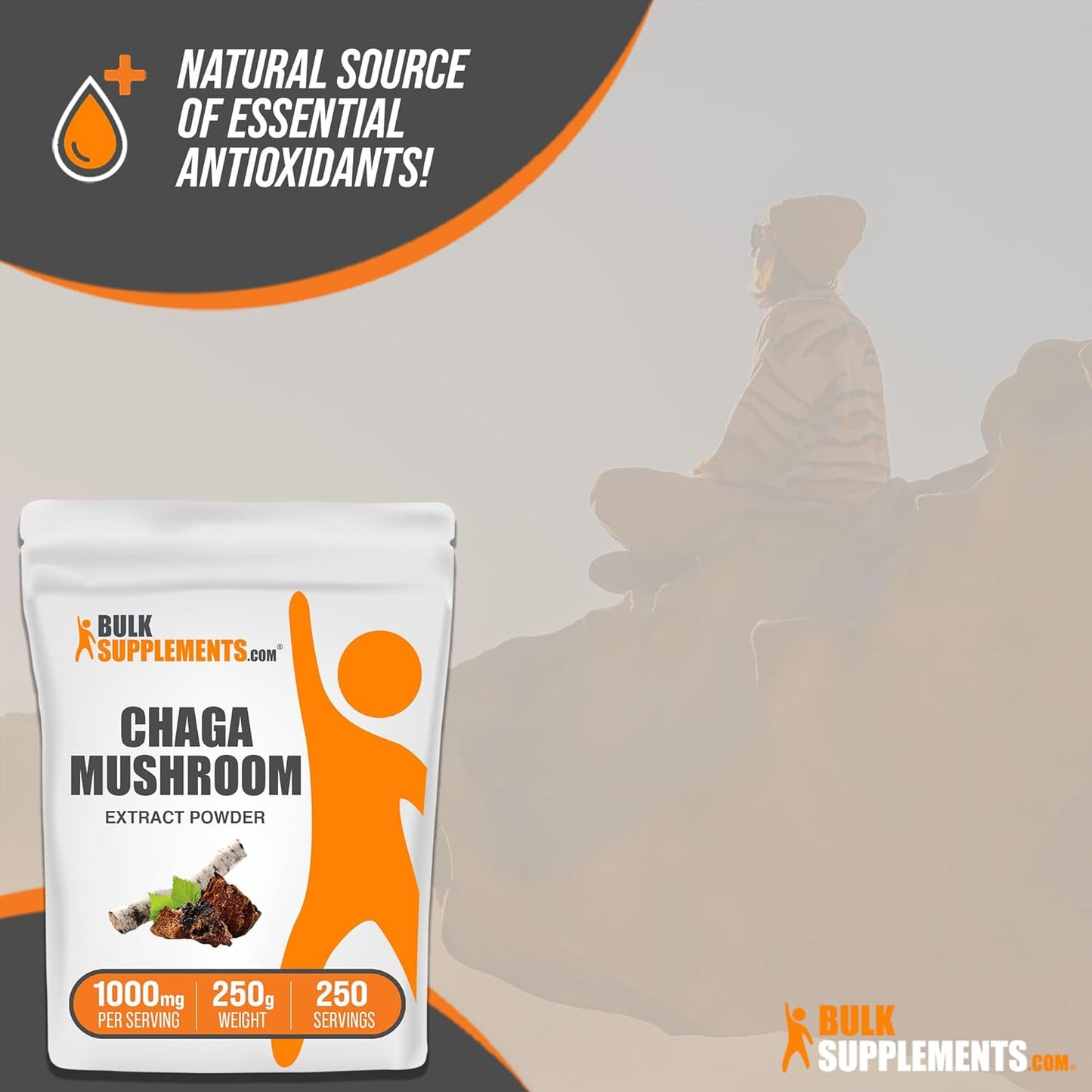 Bulksupplements.Com Chaga Mushroom Extract Powder - Chaga Extract, Chaga Mushrooms Powder - for Immune Support, Gluten Free - 1000Mg per Serving, 250G (8.8 Oz) (Pack of 1)