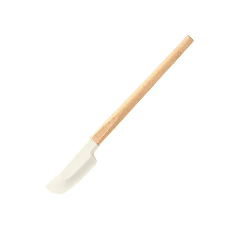 Premium 2-Piece White Silicone Spatula Set with Wooden Handle - Non-Stick Baking Tool for Perfect Cakes, Pastries, and Chocolate Mixing