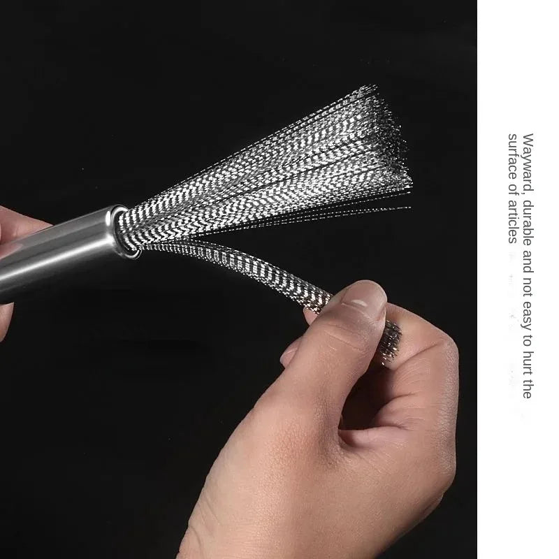 Ultimate Stainless Steel Kitchen Scrubber with Long Handle - Rust-Resistant Cleaning Brush for Pots and Utensils