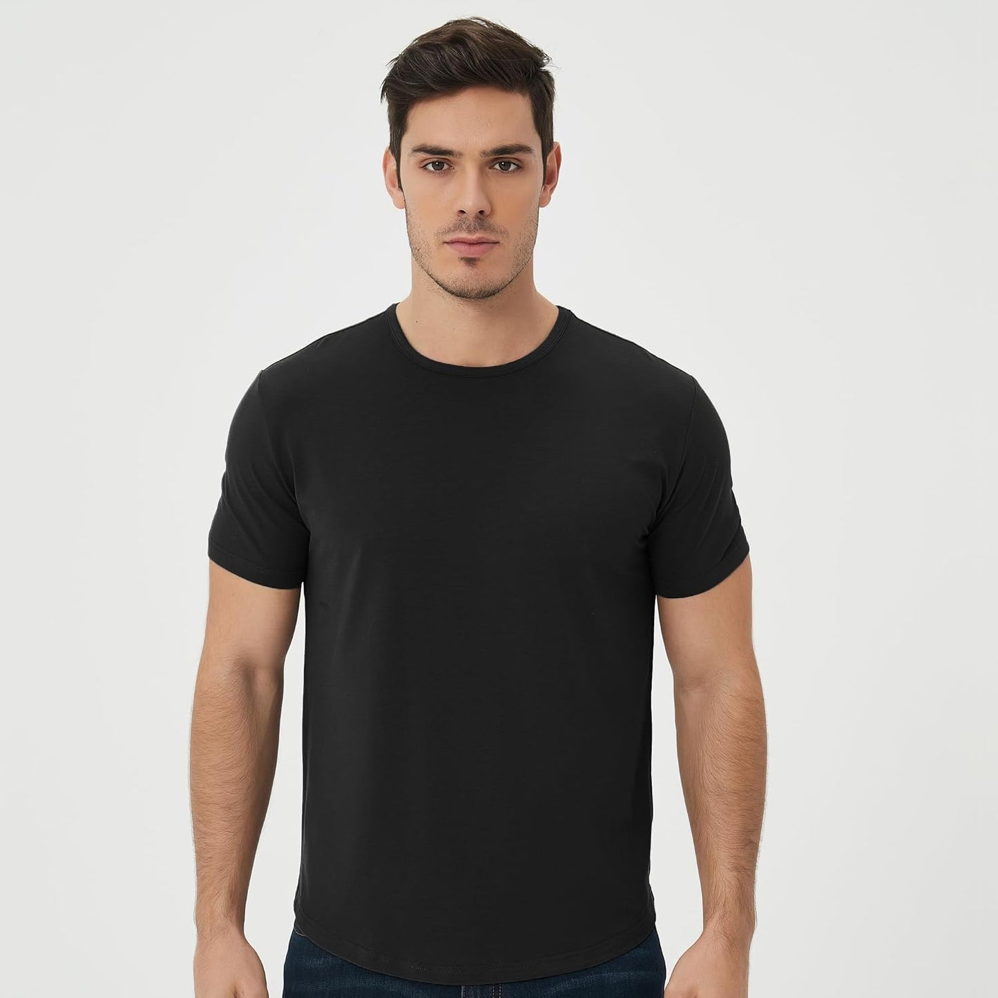 Netdraw Men'S Ultra-Soft Bamboo Viscose T-Shirt, Curved Hem Lightweight Cooling Cotton Blend Casual Tee