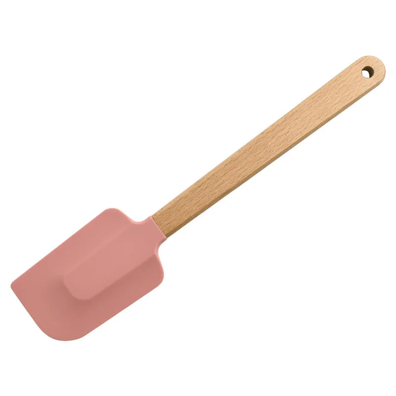 Premium 2-Piece White Silicone Spatula Set with Wooden Handle - Non-Stick Baking Tool for Perfect Cakes, Pastries, and Chocolate Mixing