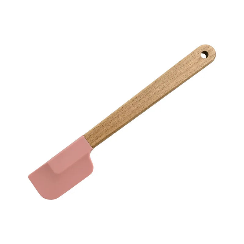 Premium 2-Piece White Silicone Spatula Set with Wooden Handle - Non-Stick Baking Tool for Perfect Cakes, Pastries, and Chocolate Mixing