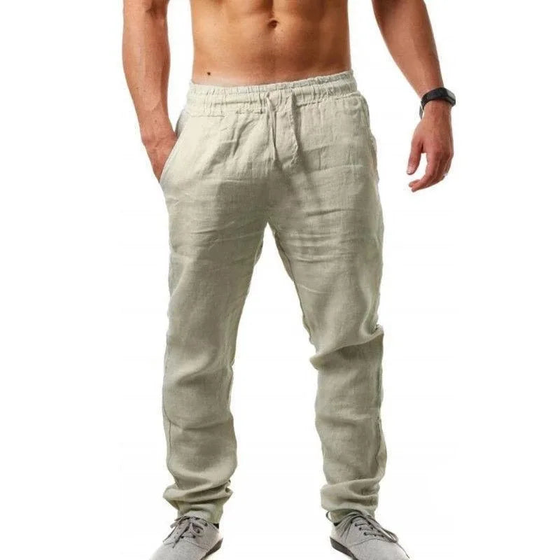 Men's Regular Fit 100% Linen Drawstring Pants
