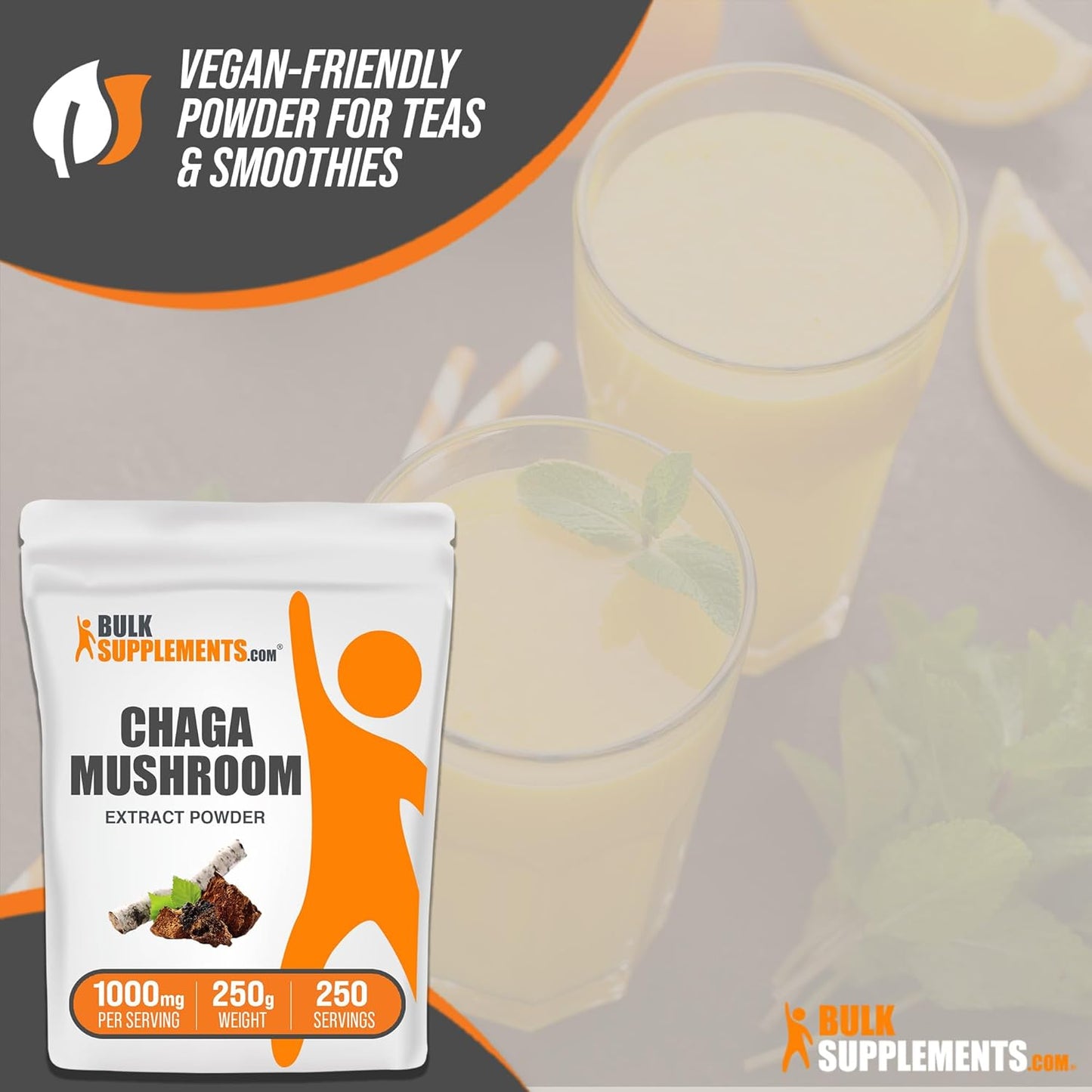 Bulksupplements.Com Chaga Mushroom Extract Powder - Chaga Extract, Chaga Mushrooms Powder - for Immune Support, Gluten Free - 1000Mg per Serving, 250G (8.8 Oz) (Pack of 1)