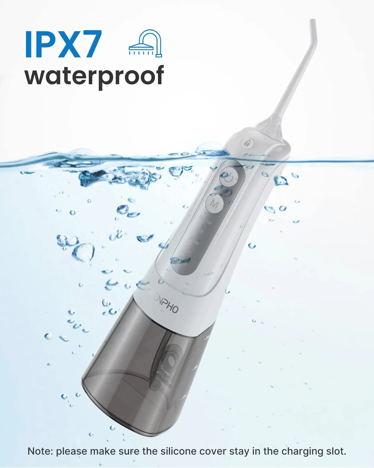 Rechargeable Water Flosser Portable Oral Irrigator, Cordless Dental Water Pick, White