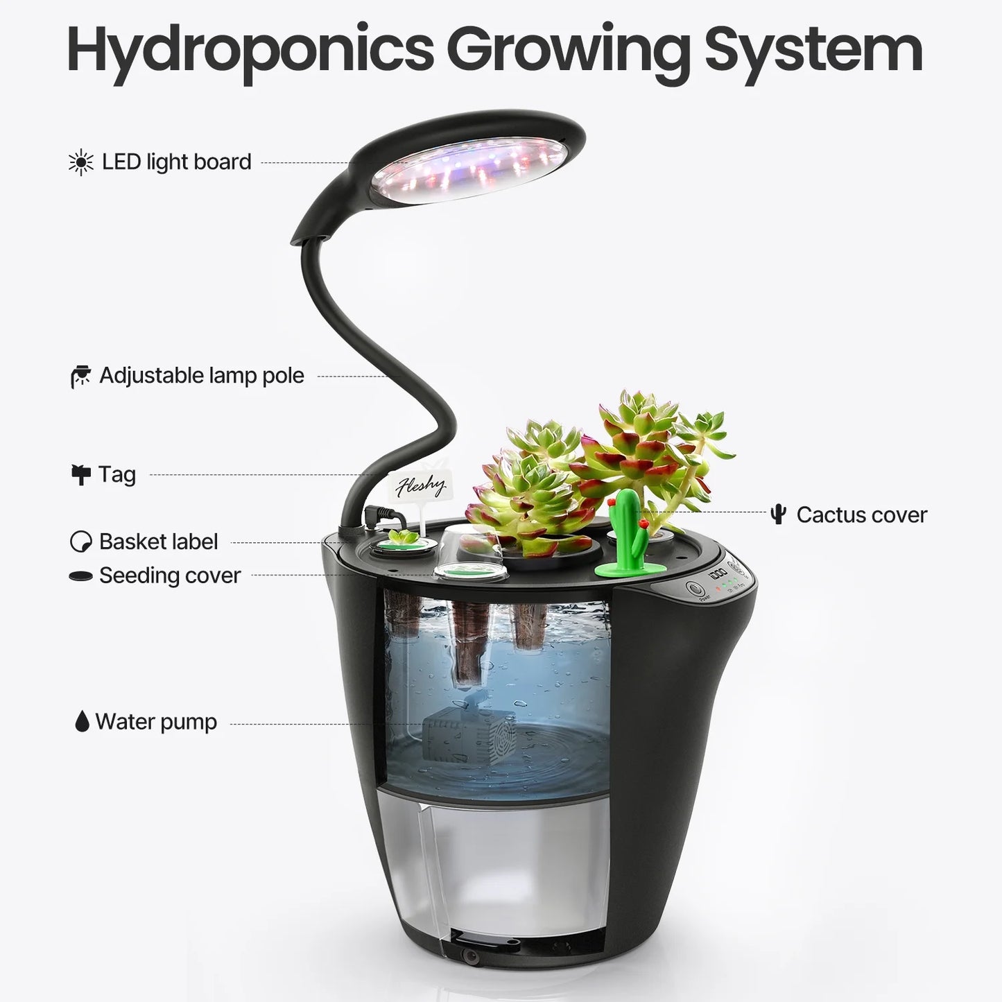 2-In-1 Hydroponics & Soil Growing System, 6 Pods Indoor Herb Garden up to 13.8", Plants Germination Kit for Kitchen, Countertop