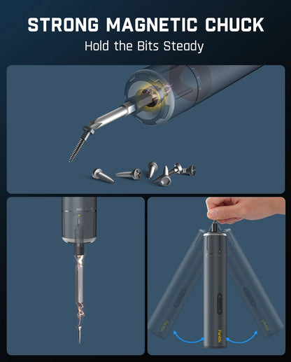 S1 Ace 3.7V Cordless Screwdriver: 6 N.M Torque, LED Light, 1/4" Hex Chuck, EVA Bag. Ideal for Furniture, AC, Desktop Repairs.