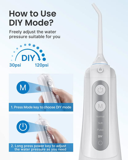 Rechargeable Water Flosser Portable Oral Irrigator, Cordless Dental Water Pick, White
