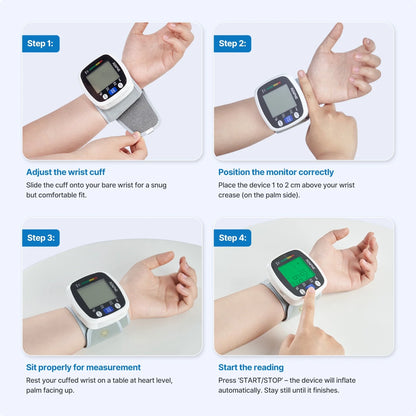 Wrist Blood Pressure Monitor for Home Use, Automatic BP Machine with Large LCD Display, Adjustable Wrist Blood Pressure Cuff, 198 Memory Storage for 2 Users with Carrying Case