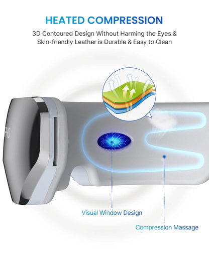Heated Eye Massager Ture View Adaptive Temple Massage for Eye Relax, Improve Eye Blood Circulation