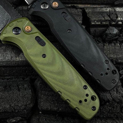 4300BK-02 CLA Folding Pocket Knife 3.4" Cpm-Magnacut Stainless Steel Black DLC Battlewash Plain Blade, G10 Handles with Pocket Clip Outdoor Hunting Survival Knife Hiking Self Defense Tactical Knife Camping Fishing Tools EDC Knife