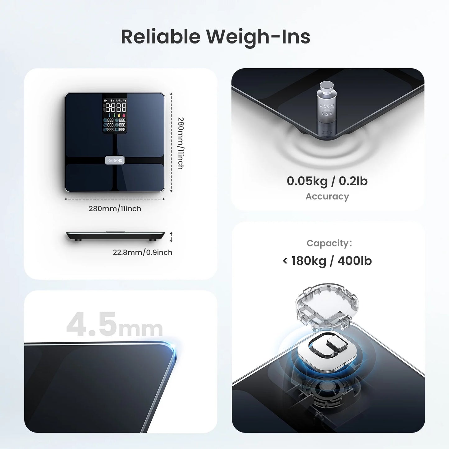 Smart Body Fat Scale with BMI, Muscle Mass, Bluetooth Scale for Body Weight, 13 Metrics with Large VA Display, Support App Connection, FSA HSA Store Eligible