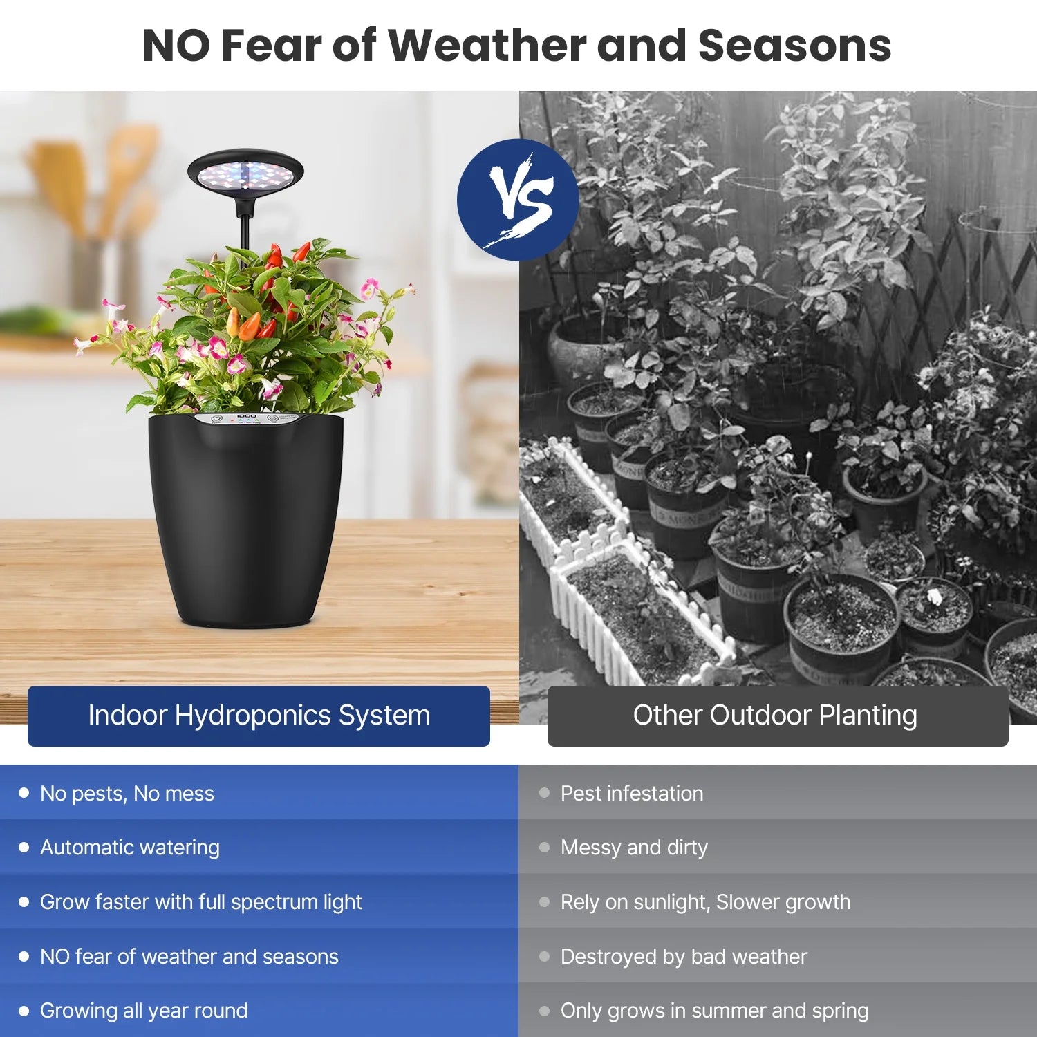 2-In-1 Hydroponics & Soil Growing System, 6 Pods Indoor Herb Garden up to 13.8", Plants Germination Kit for Kitchen, Countertop