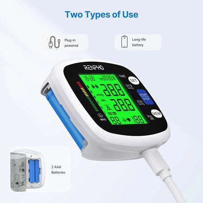 Wrist Blood Pressure Monitor for Home Use, Automatic BP Machine with Large LCD Display, Adjustable Wrist Blood Pressure Cuff, 198 Memory Storage for 2 Users with Carrying Case