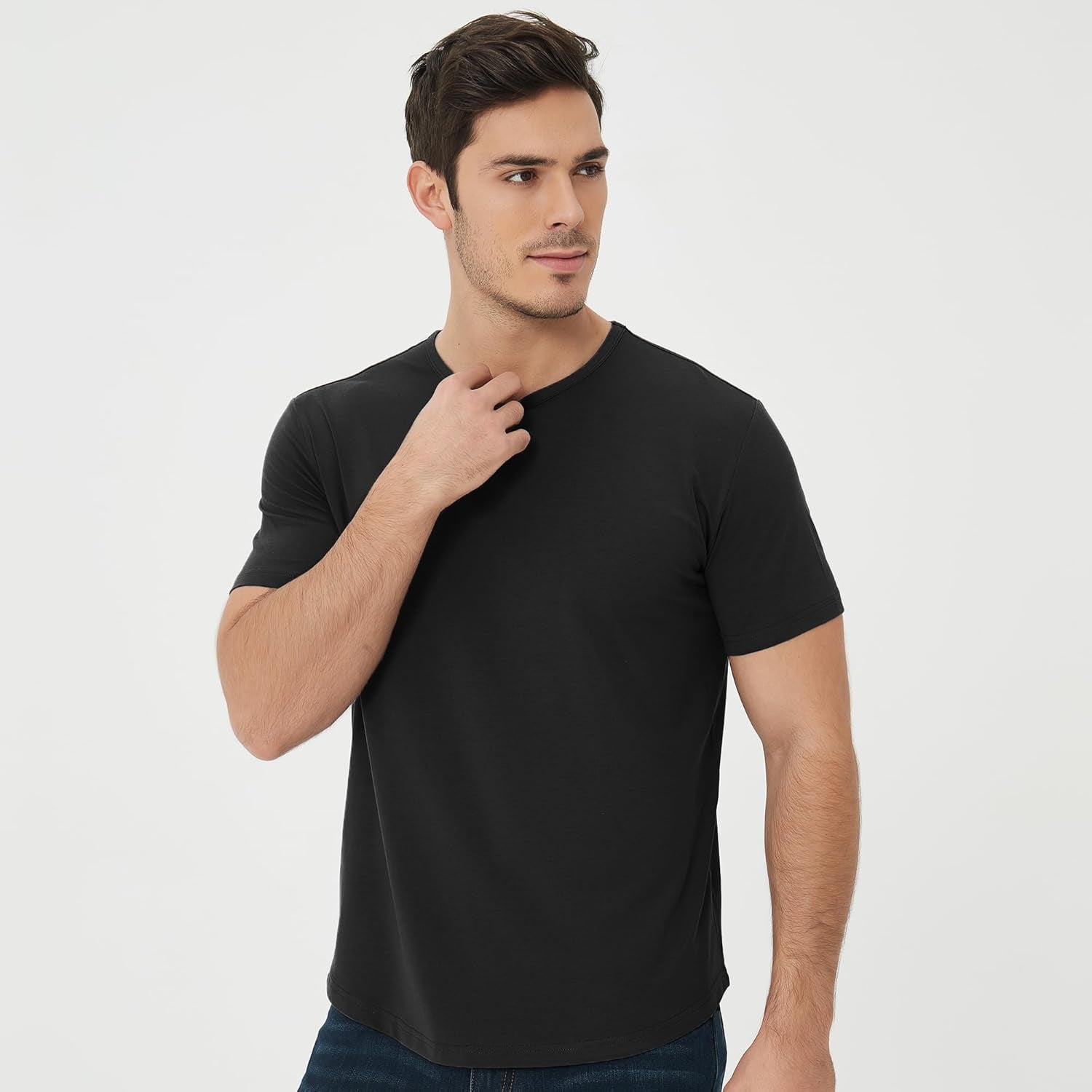 Netdraw Men'S Ultra-Soft Bamboo Viscose T-Shirt, Curved Hem Lightweight Cooling Cotton Blend Casual Tee