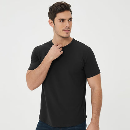Netdraw Men'S Ultra-Soft Bamboo Viscose T-Shirt, Curved Hem Lightweight Cooling Cotton Blend Casual Tee