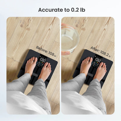 Smart Body Fat Scale with BMI, Muscle Mass, Bluetooth Scale for Body Weight, 13 Metrics with Large VA Display, Support App Connection, FSA HSA Store Eligible