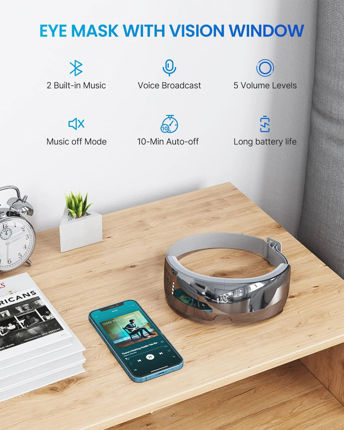 Heated Eye Massager Ture View Adaptive Temple Massage for Eye Relax, Improve Eye Blood Circulation