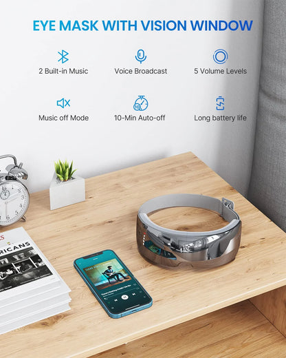 Heated Eye Massager Ture View Adaptive Temple Massage for Eye Relax, Improve Eye Blood Circulation