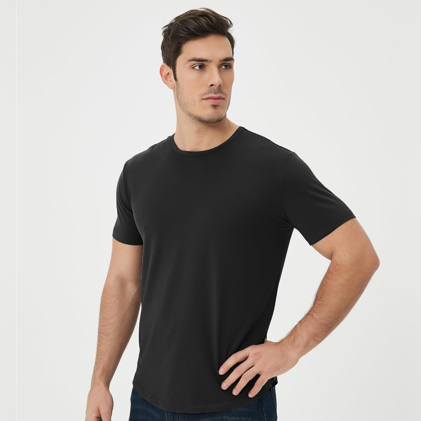 Netdraw Men'S Ultra-Soft Bamboo Viscose T-Shirt, Curved Hem Lightweight Cooling Cotton Blend Casual Tee