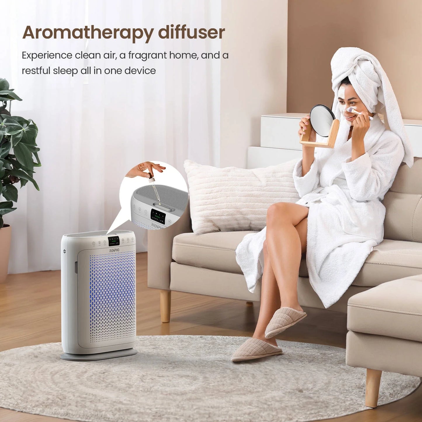 Air Purifier for Large Room up to 2000 Sq.Ft, H13 HEPA Smart Air Cleaner with PM2.5 Air Quality Monitor & Auto Mode, Remove 99.97% Home Allergies, Asthma, Odors, Dust, Smoke, Pet Hair