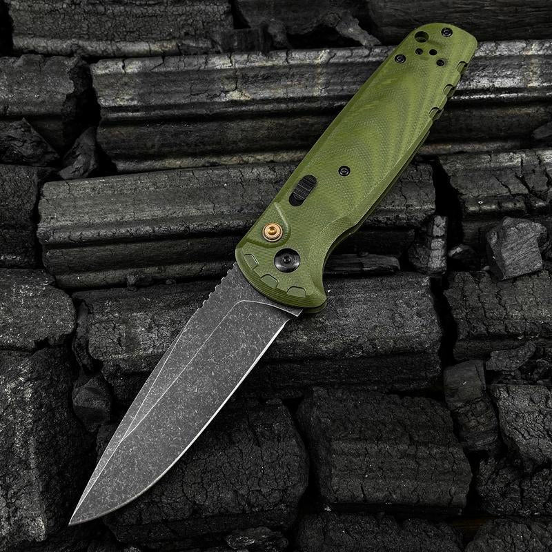 4300BK-02 CLA Folding Pocket Knife 3.4" Cpm-Magnacut Stainless Steel Black DLC Battlewash Plain Blade, G10 Handles with Pocket Clip Outdoor Hunting Survival Knife Hiking Self Defense Tactical Knife Camping Fishing Tools EDC Knife