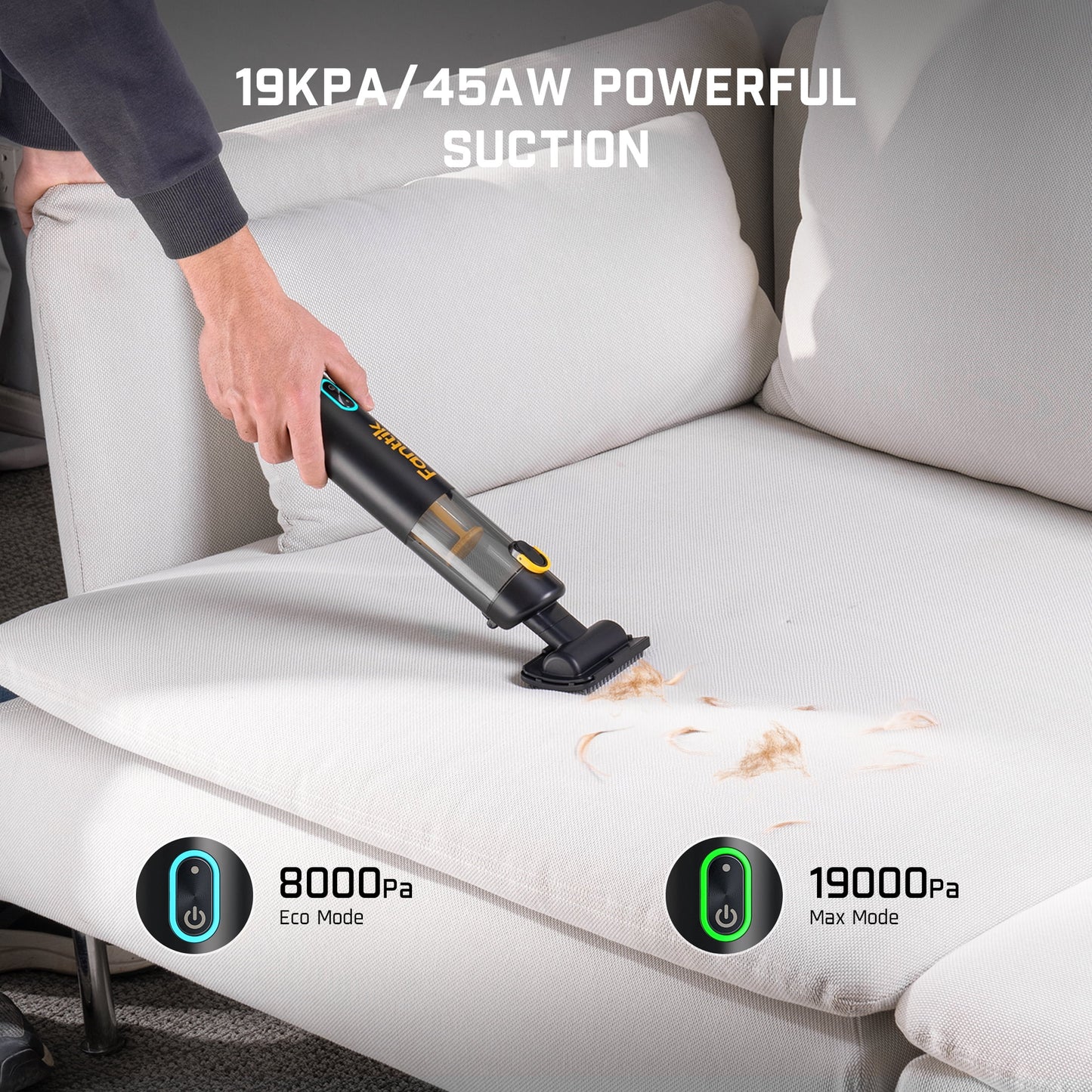 Slim V8 Pro 120W Cordless Car Vacuum, 19000PA Suction, 4 in 1 Portable Mini Vacuum , Handheld Vacuum Cleaner with Accessories