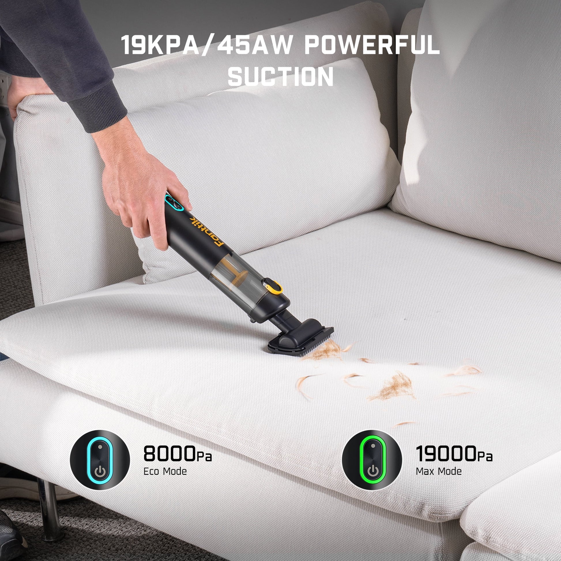 Slim V8 Pro 120W Cordless Car Vacuum, 19000PA Suction, 4 in 1 Portable Mini Vacuum , Handheld Vacuum Cleaner with Accessories