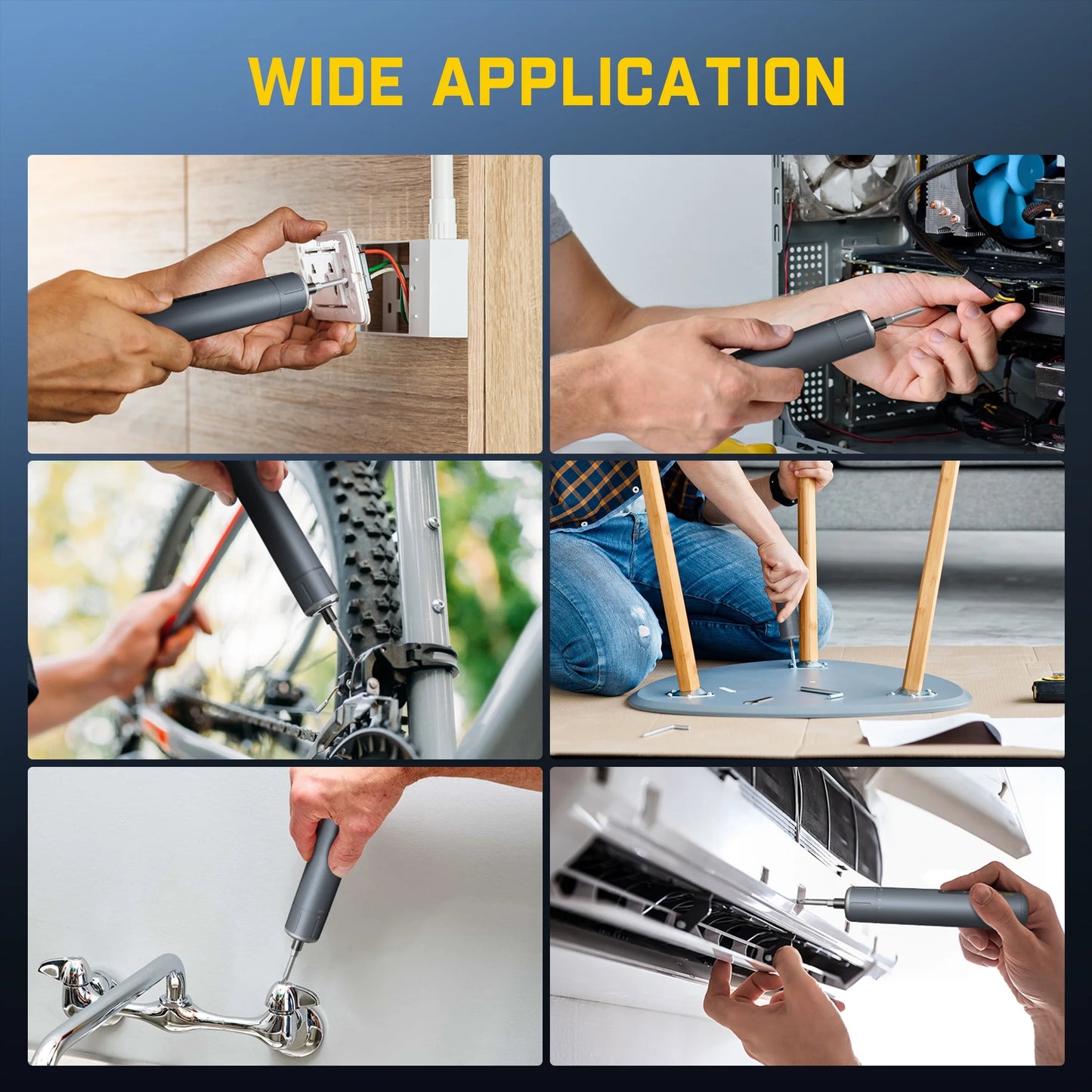 S1 Ace 3.7V Cordless Screwdriver: 6 N.M Torque, LED Light, 1/4" Hex Chuck, EVA Bag. Ideal for Furniture, AC, Desktop Repairs.